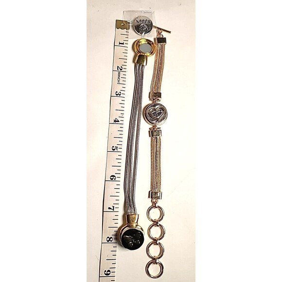 NWOT lot Of 2 Bracelets With 3 Interchangeable Snap Charms Butterfly Camper Mom - Picture 3 of 6